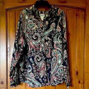 Chicos Paisley Long Sleeve Shirt